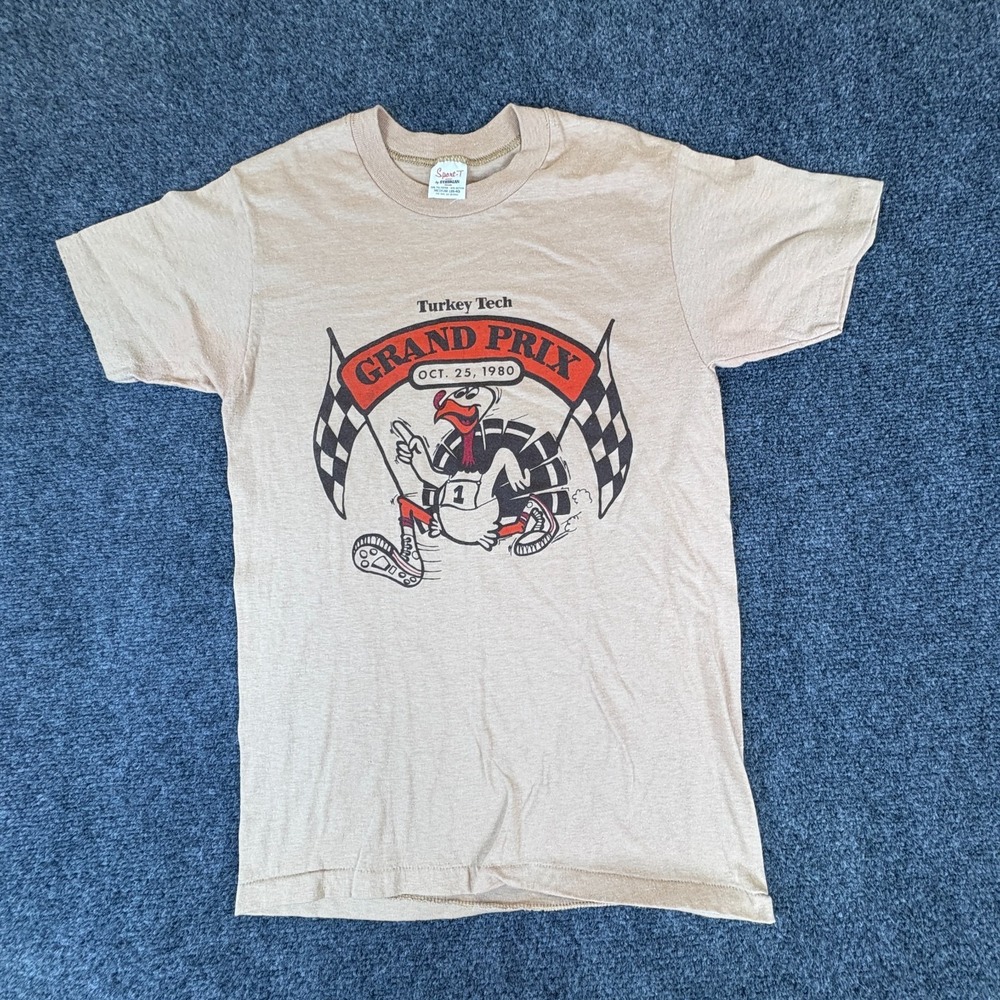 VTG Sport-T‎ By Stedman Turkey Tech Grand Prix T-Shirt Mens M 38-40 Tan Graphic
